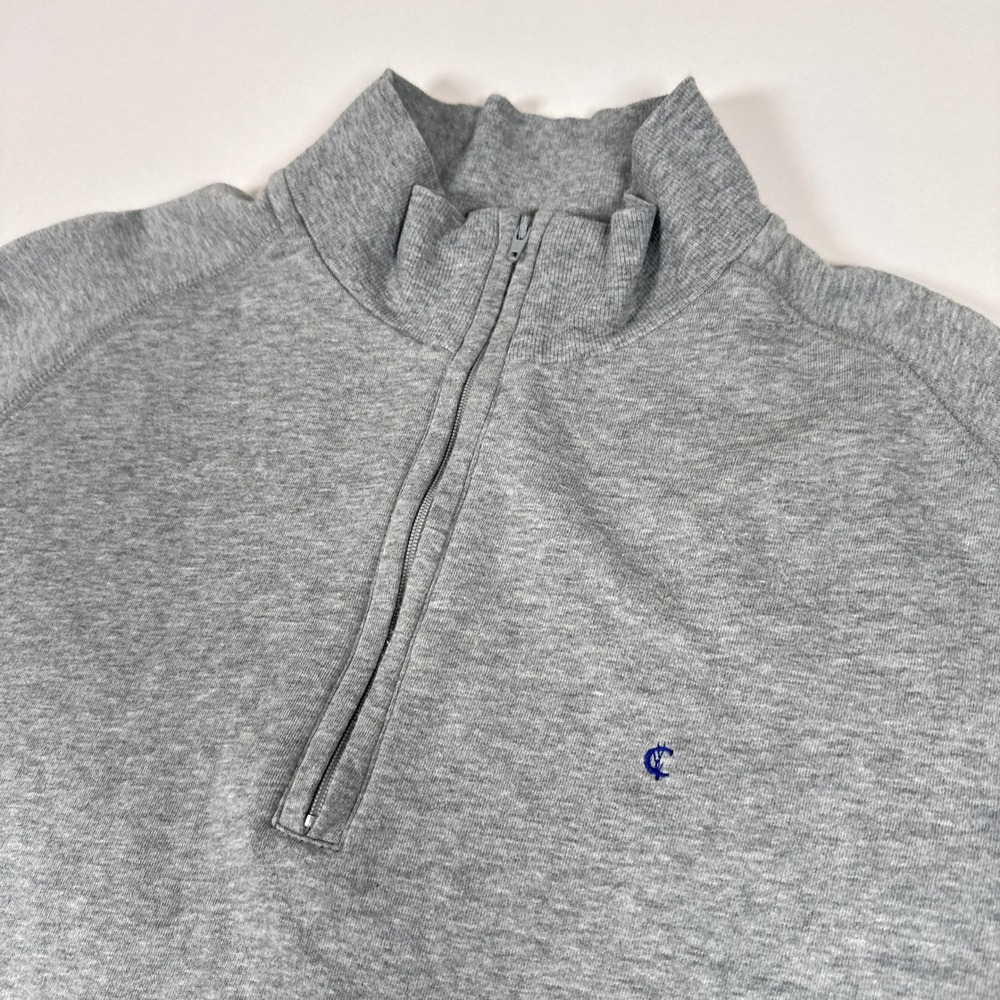 Criquet Quarter Zip Pullover Mens Medium Gray Cotton Mock Neck Preppy‎
